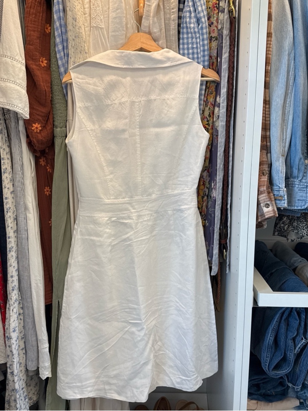 Brooks Brothers White Sleeveless Collared Linen Dress - Picture 3 of 3